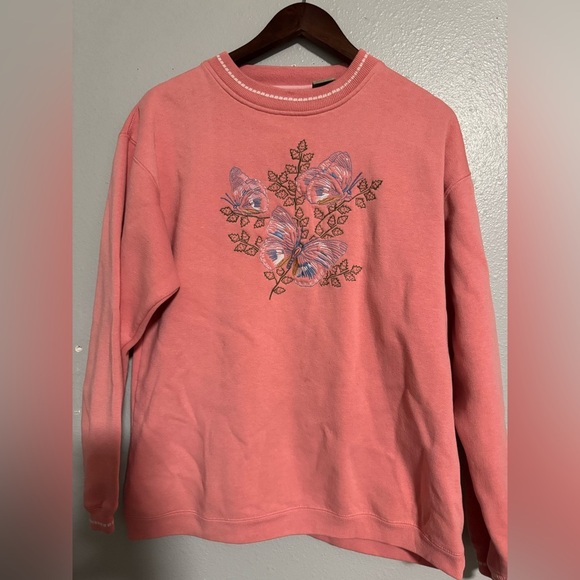 Vintage Antero sweatshirts with embroidered butterflies large - Picture 1 of 12
